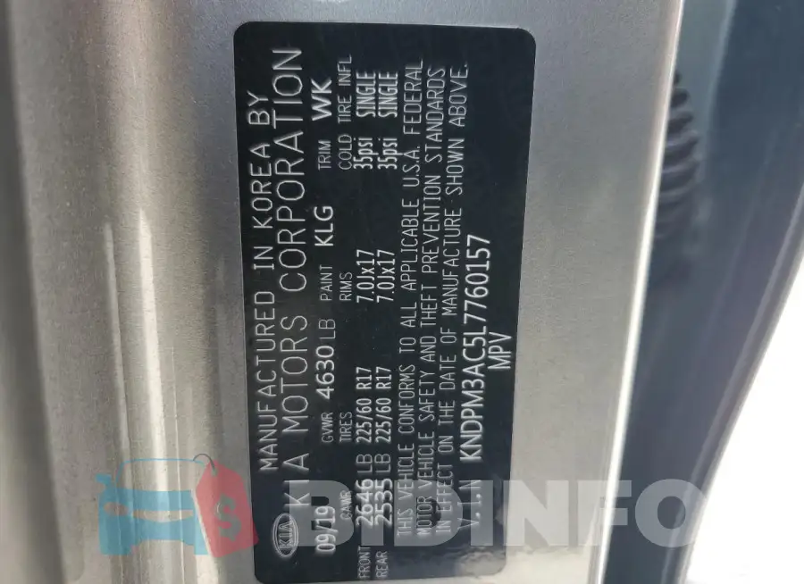 KNDPM3AC5L7760157 Photo# 13