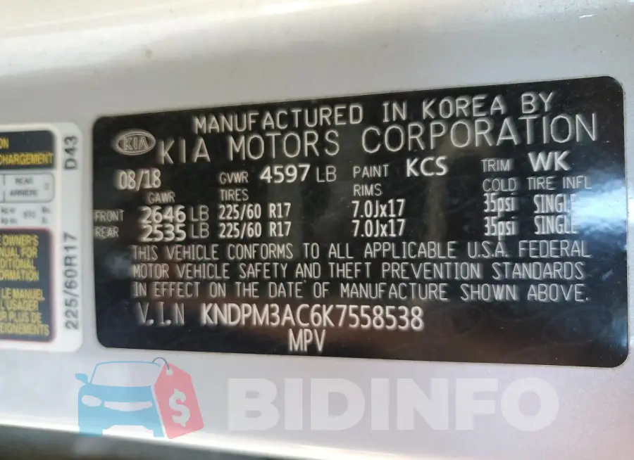 KNDPM3AC6K7558538 Photo# 13