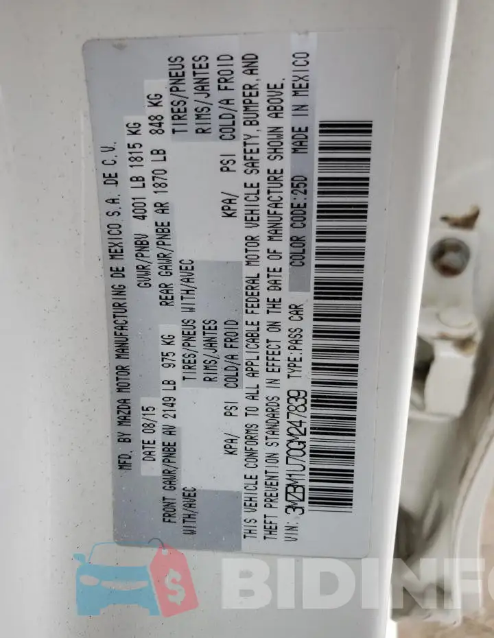 3MZBM1U70GM247839 Photo# 12