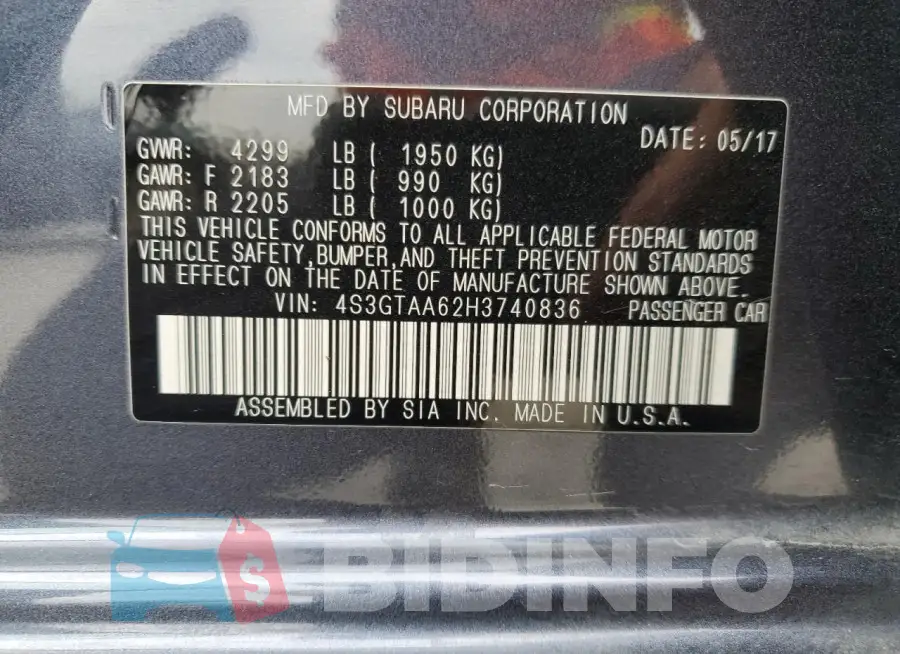 4S3GTAA62H3740836 Photo# 12