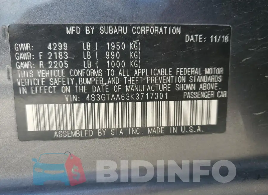 4S3GTAA63K3717301 Photo# 12
