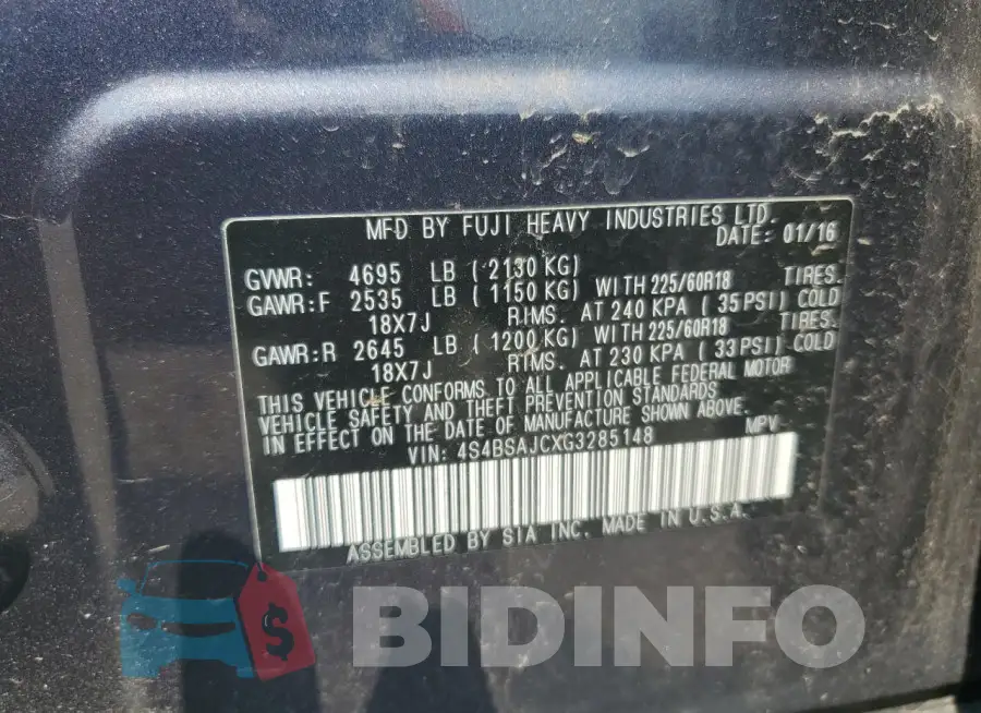 4S4BSAJCXG3285148 Photo# 13