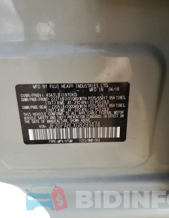 JF2GPABCXG8293474 Photo# 12