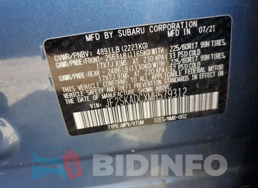 JF2SKADCXMH579312 Photo# 12