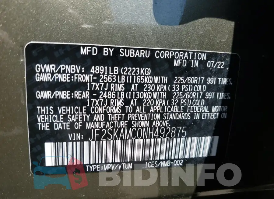 JF2SKAMC0NH492875 Photo# 13
