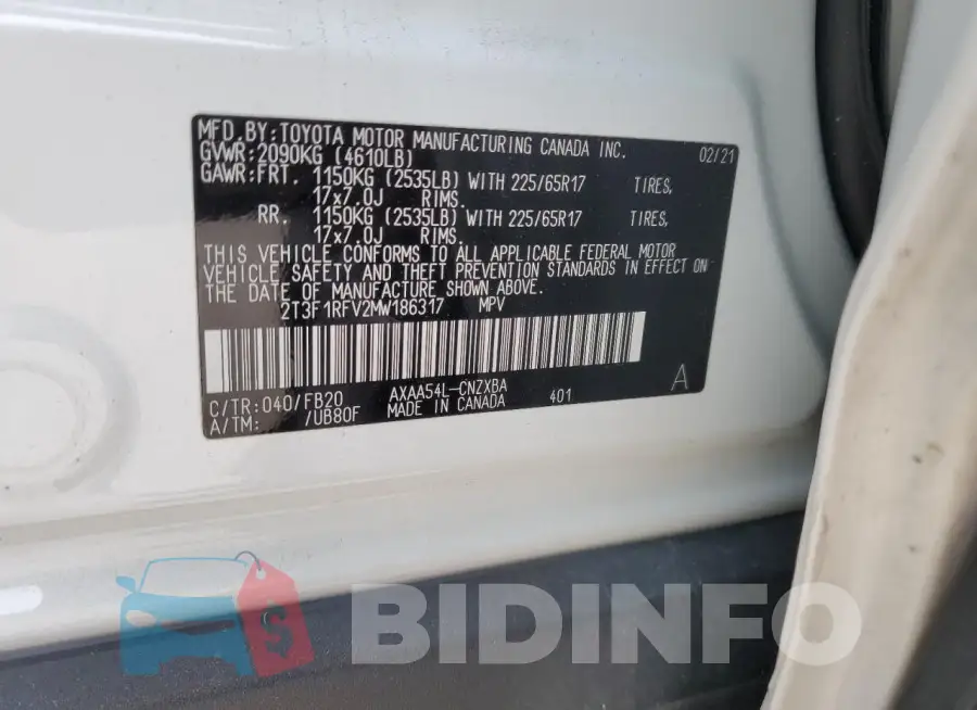 2T3F1RFV2MW186317 Photo# 12