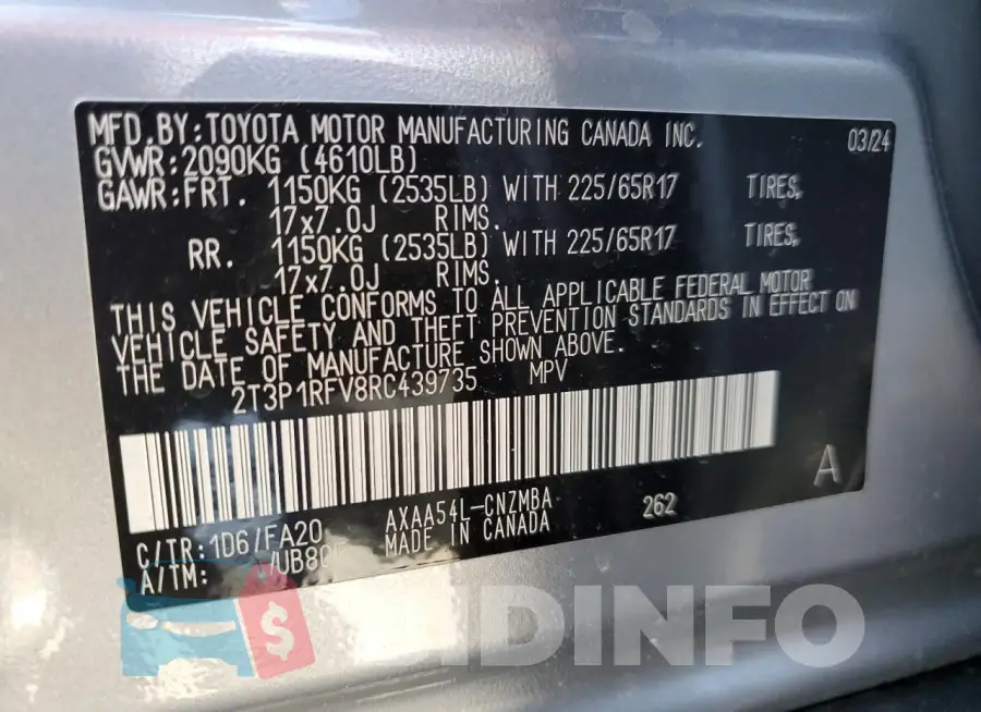 2T3P1RFV8RC439735 Photo# 13