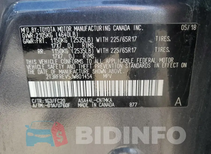 2T3RFREV5JW801454 Photo# 13