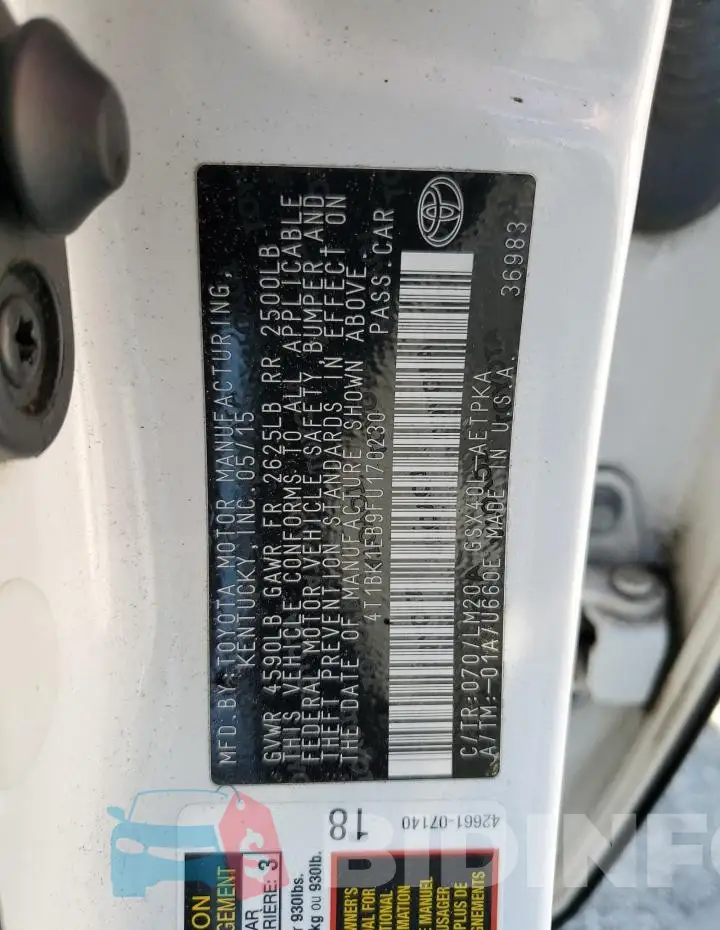 4T1BK1EB9FU170230 Photo# 12