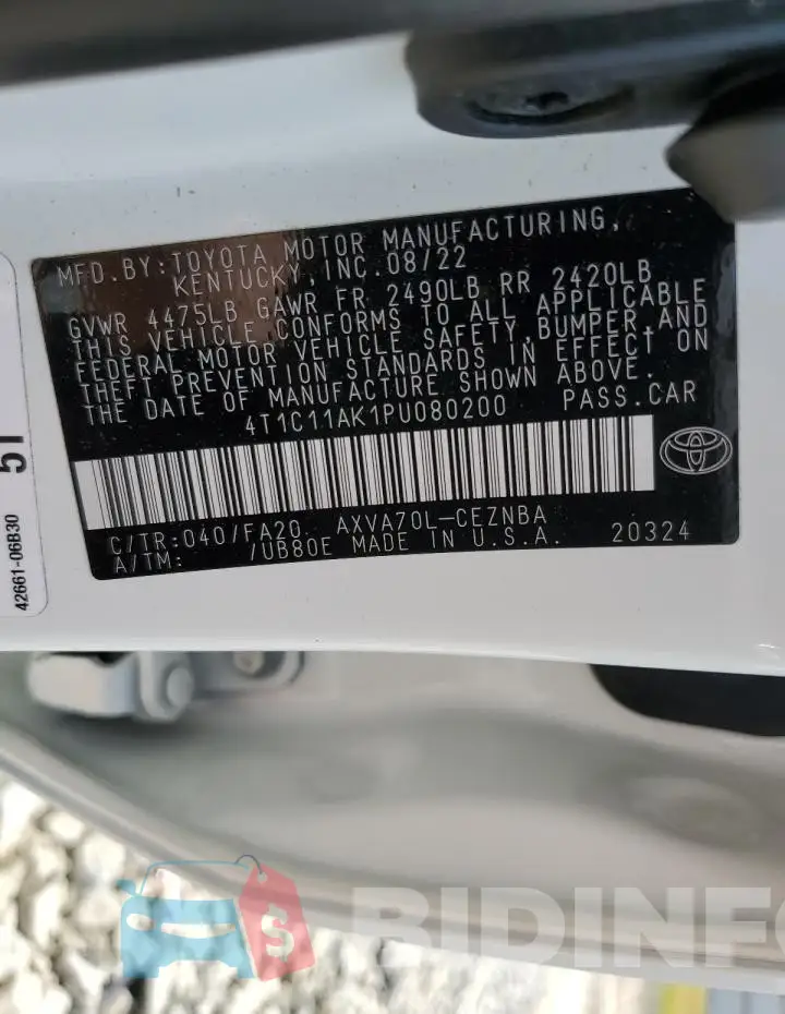 4T1C11AK1PU080200 Photo# 12