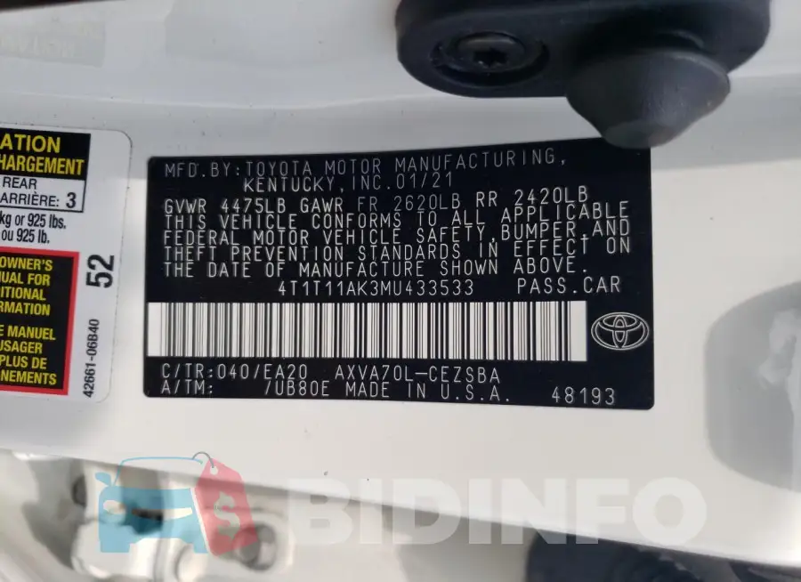 4T1T11AK3MU433533 Photo# 12