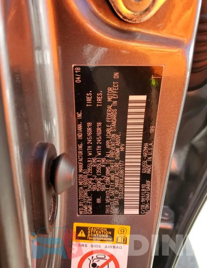 5TDJZRFHXJS861177 Photo# 13