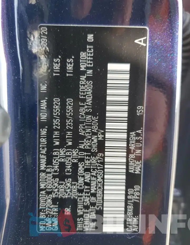 5TDXBRCH3MS017179 Photo# 13