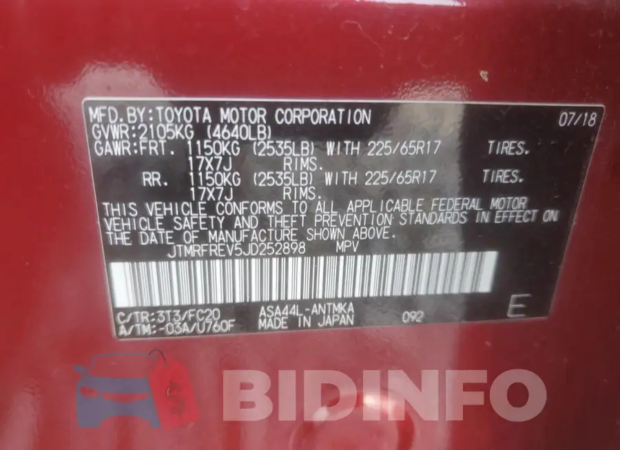 JTMRFREV5JD252898 Photo# 12