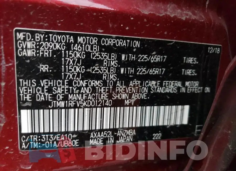 JTMW1RFV5KD012140 Photo# 13
