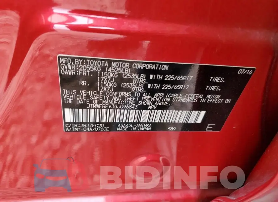 JTMWFREV3GJ096843 Photo# 12