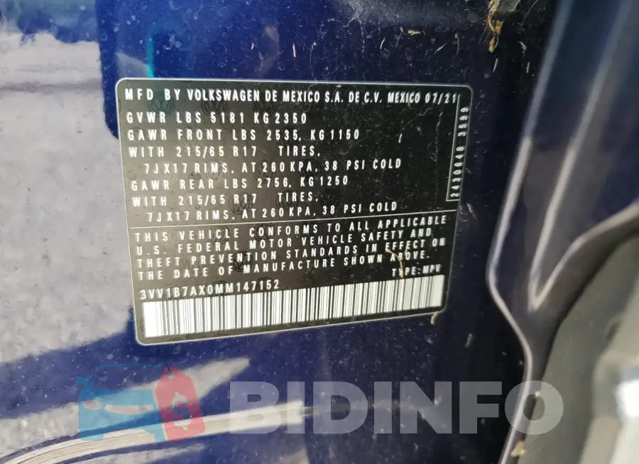 3VV1B7AX0MM147152 Photo# 13