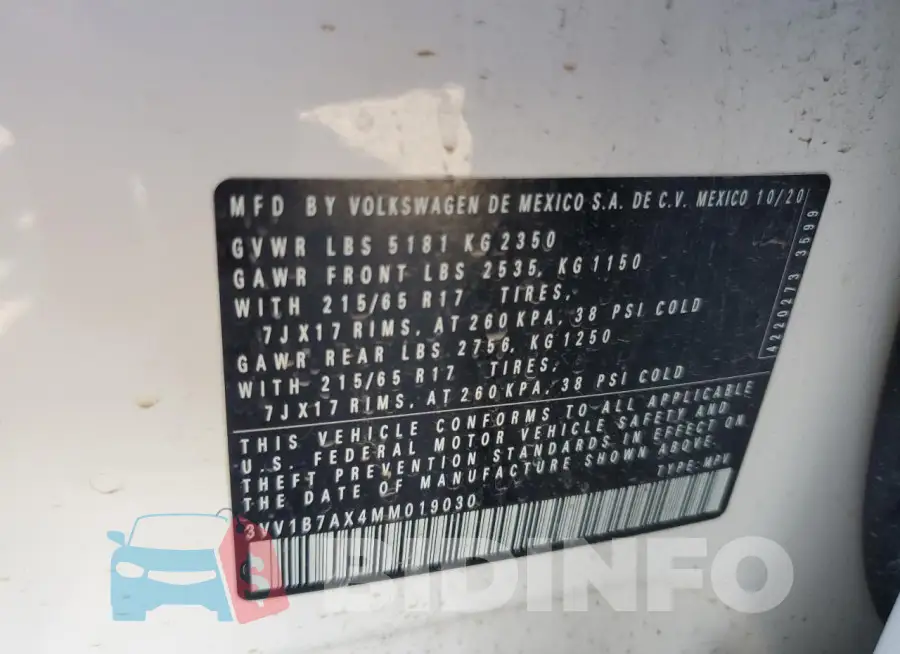 3VV1B7AX4MM019030 Photo# 13