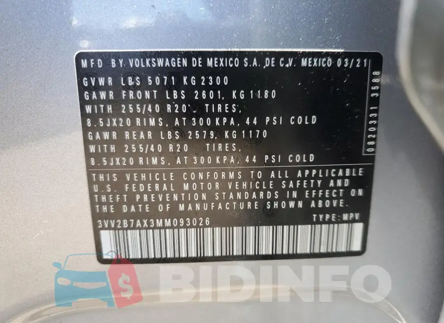 3VV2B7AX3MM093026 Photo# 14
