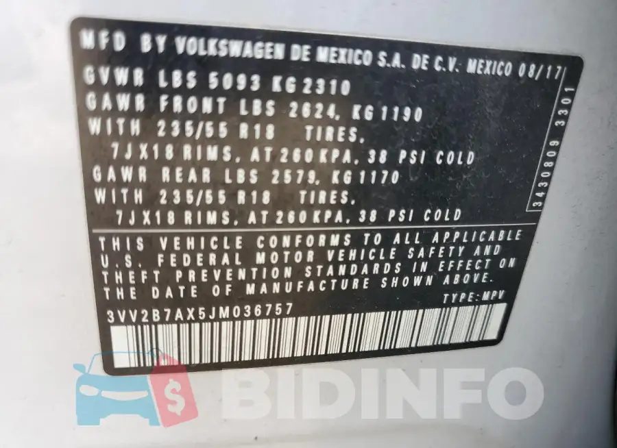 3VV2B7AX5JM036757 Photo# 13
