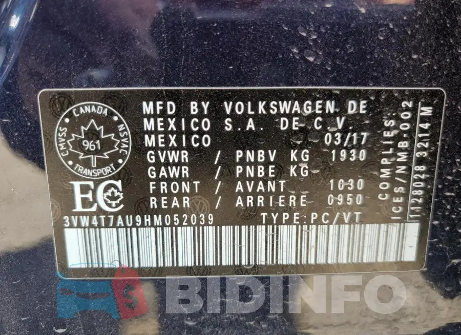 3VW4T7AU9HM052039 Photo# 13