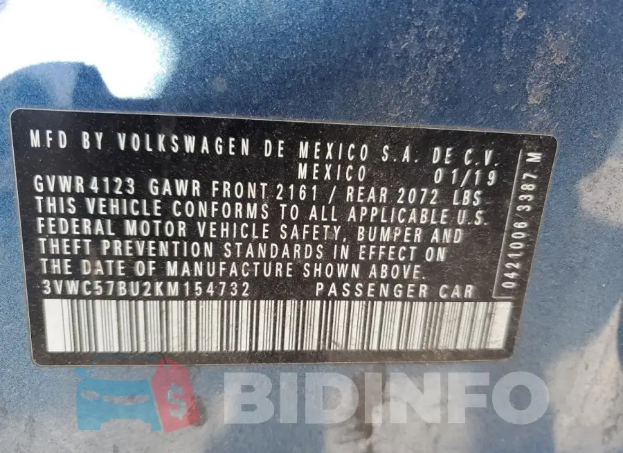 3VWC57BU2KM154732 Photo# 12