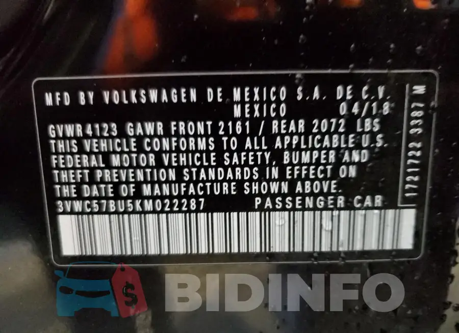 3VWC57BU5KM022287 Photo# 12