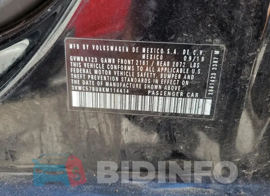 3VWC57BU8KM114414 Photo# 13