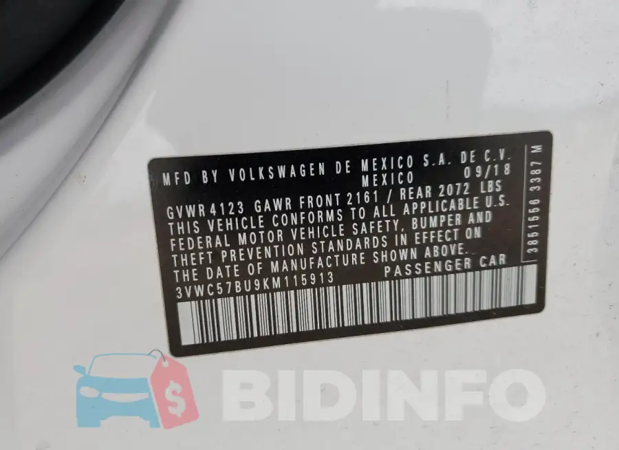 3VWC57BU9KM115913 Photo# 13