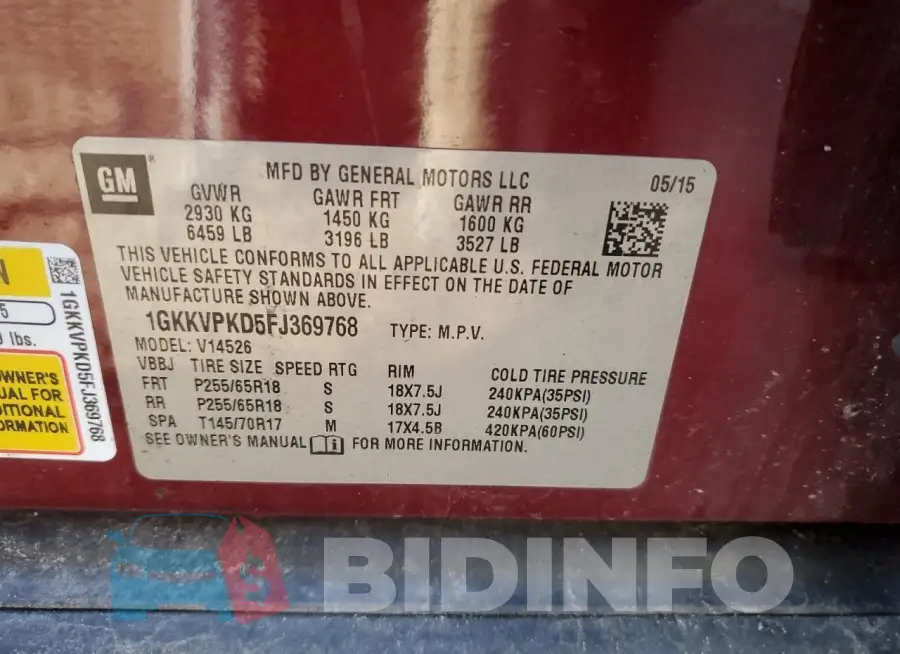 1GKKVPKD5FJ369768 Photo# 12