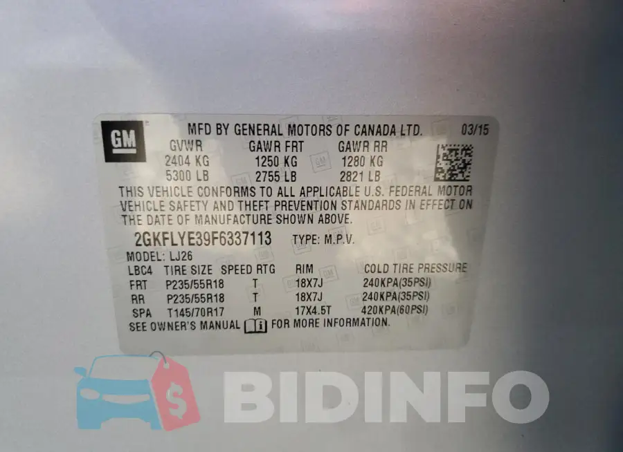 2GKFLYE39F6337113 Photo# 13