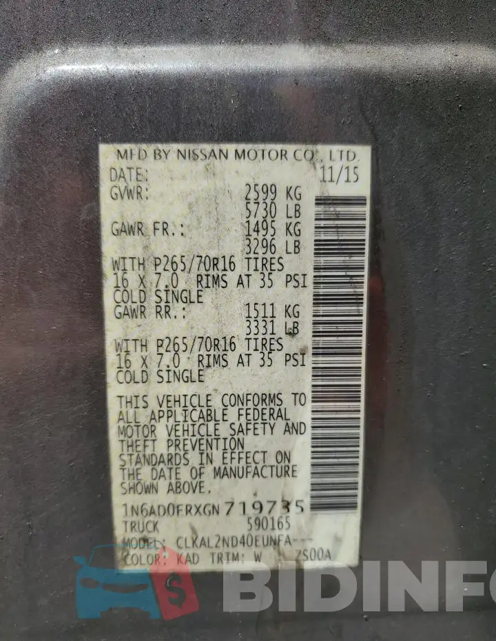 1N6AD0ERXGN719735 Photo# 12