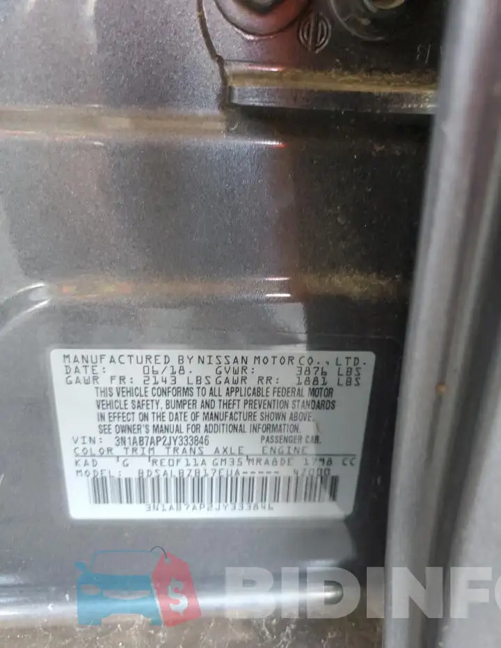 3N1AB7AP2JY333846 Photo# 12