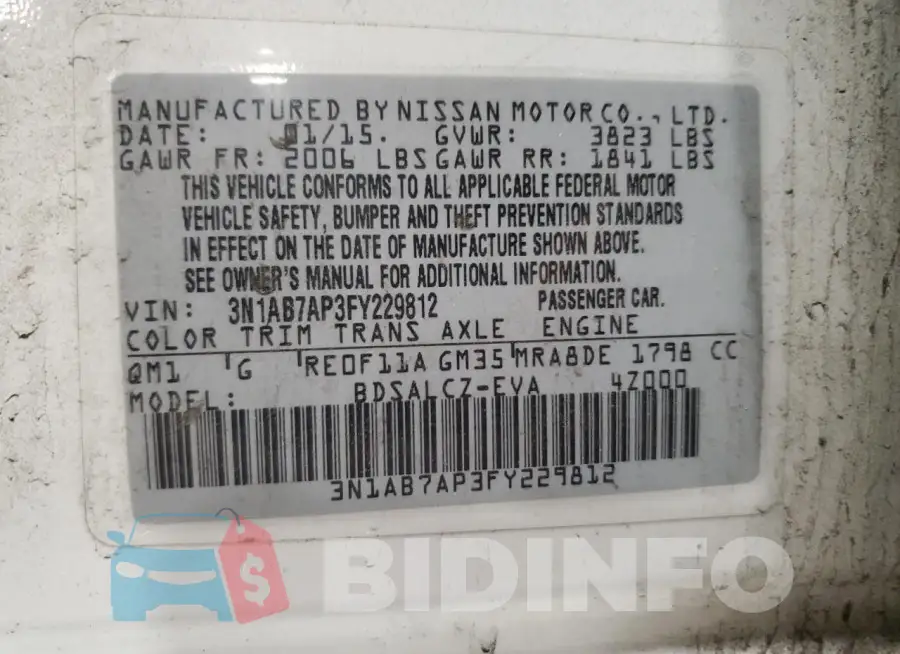 3N1AB7AP3FY229812 Photo# 12