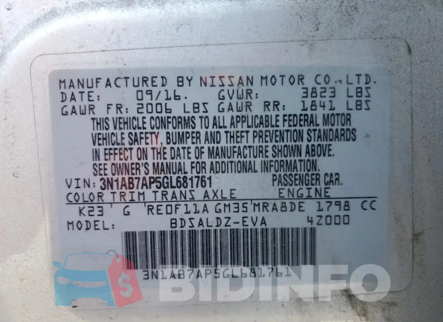 3N1AB7AP5GL681761 Photo# 12