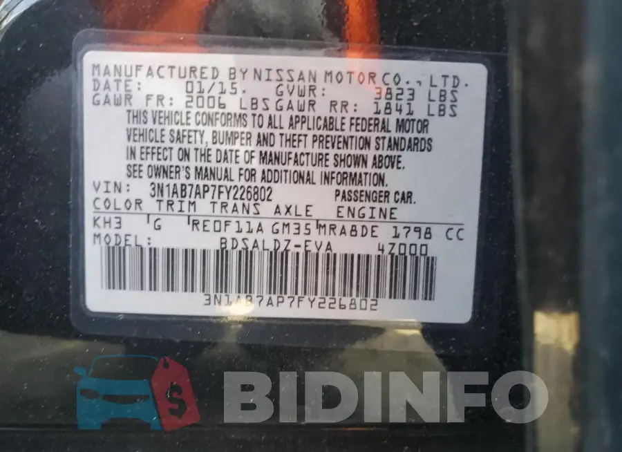 3N1AB7AP7FY226802 Photo# 12