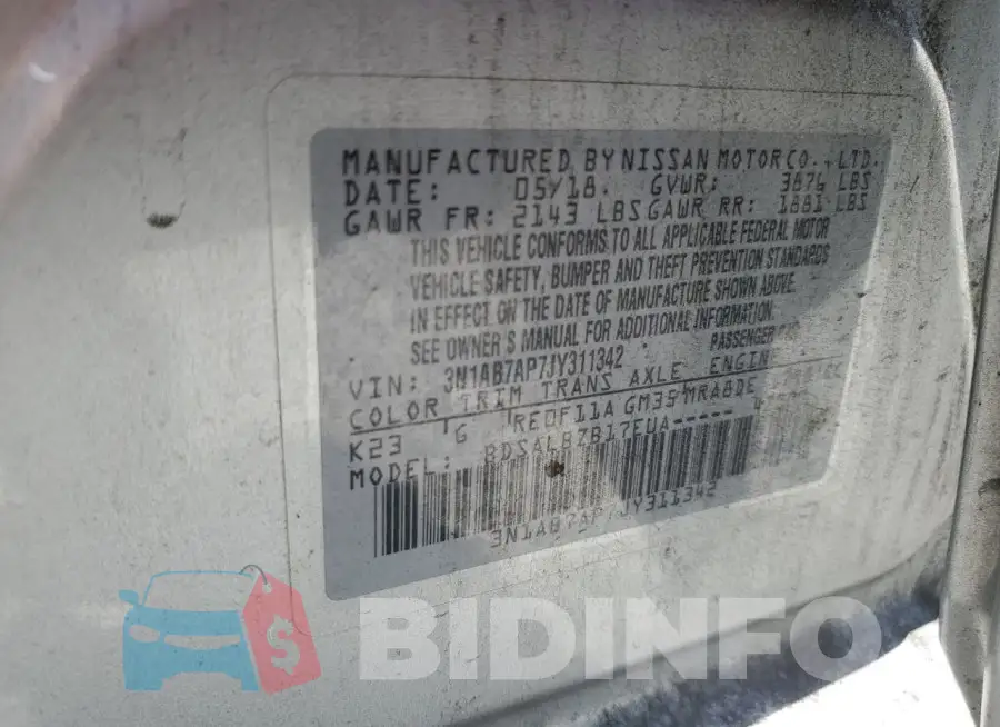 3N1AB7AP7JY311342 Photo# 12