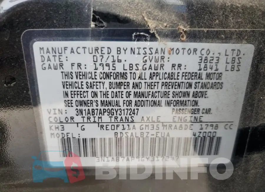 3N1AB7AP9GY317247 Photo# 12