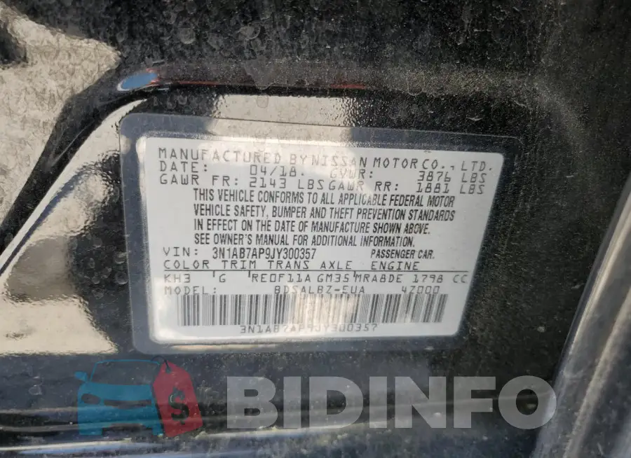 3N1AB7AP9JY300357 Photo# 13
