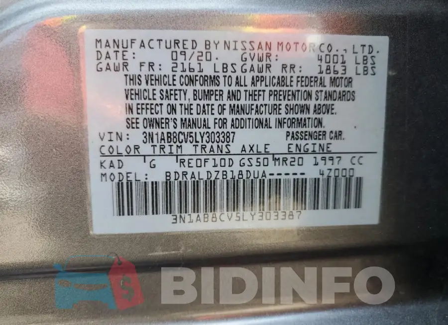 3N1AB8CV5LY303387 Photo# 13