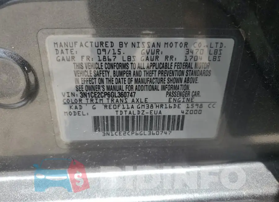 3N1CE2CP6GL360747 Photo# 12