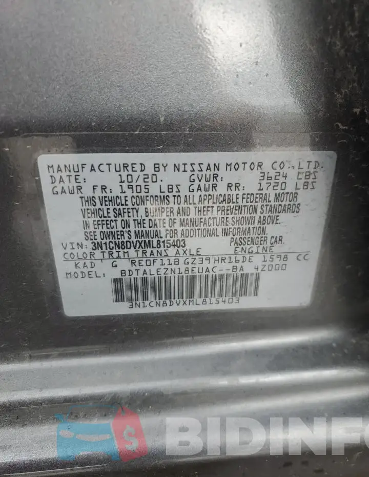 3N1CN8DVXML815403 Photo# 13
