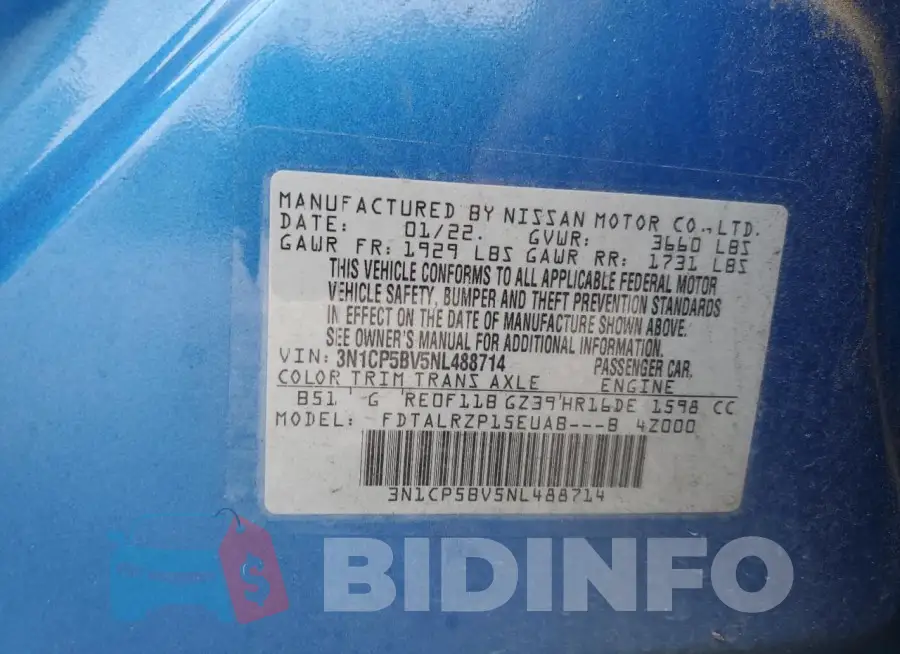 3N1CP5BV5NL488714 Photo# 12
