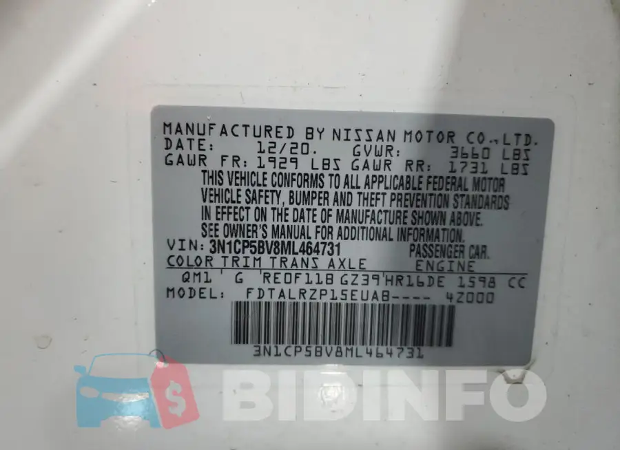 3N1CP5BV8ML464731 Photo# 14