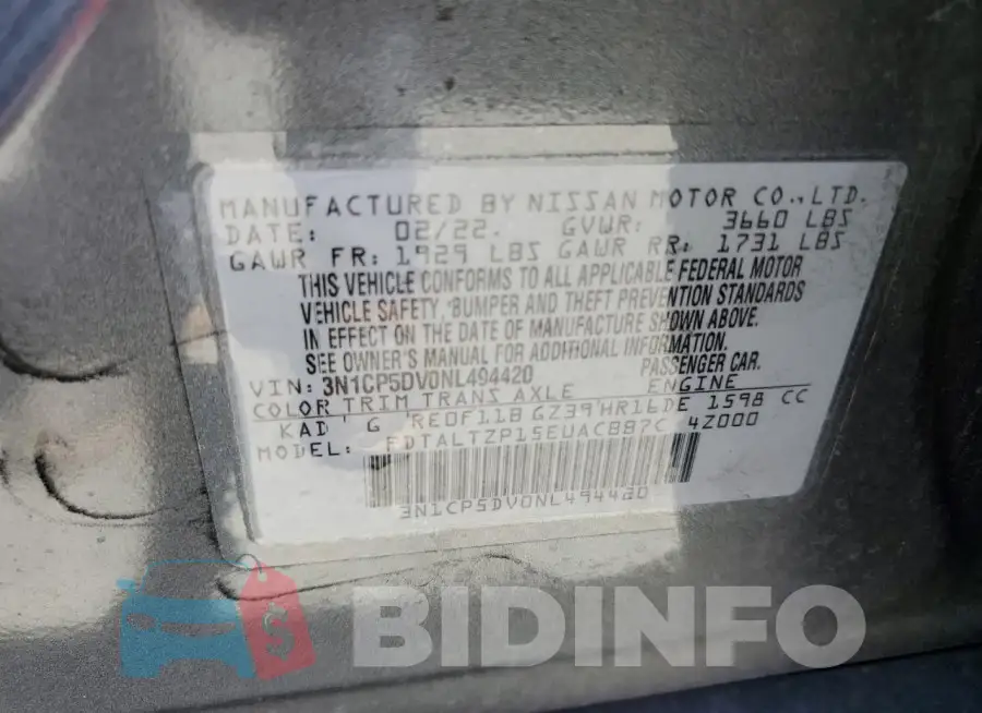 3N1CP5DV0NL494420 Photo# 13