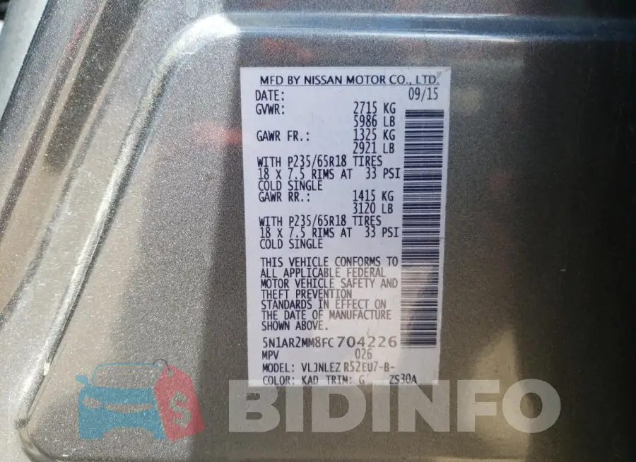 5N1AR2MM8FC704226 Photo# 13