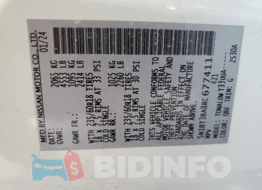 5N1BT3BA8RC677411 Photo# 14