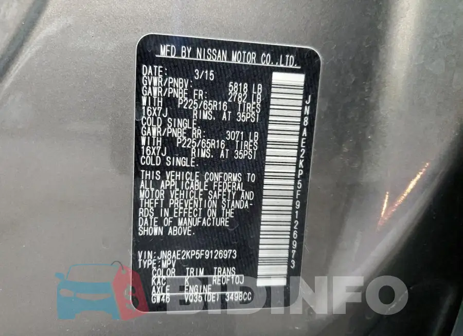 JN8AE2KP5F9126973 Photo# 13