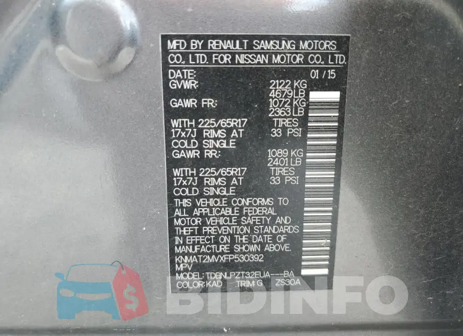 KNMAT2MVXFP530392 Photo# 13