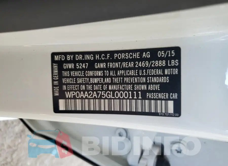 WP0AA2A75GL000111 Photo# 12